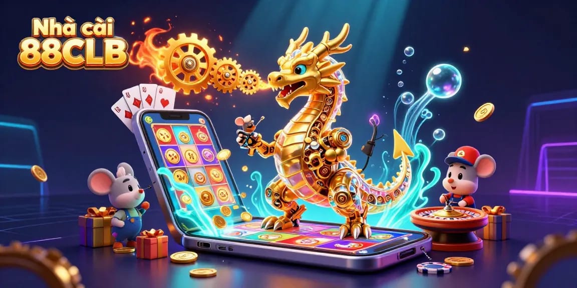 Play casino games and win big at Nhà cái 88CLB with vibrant illustrations of immersive gaming experiences.