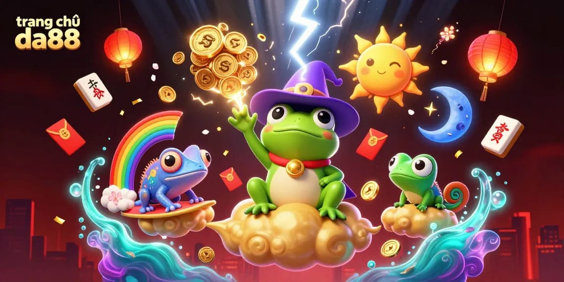 Experience the magic of trang chủ da88 with colorful casino characters generating golden coins!