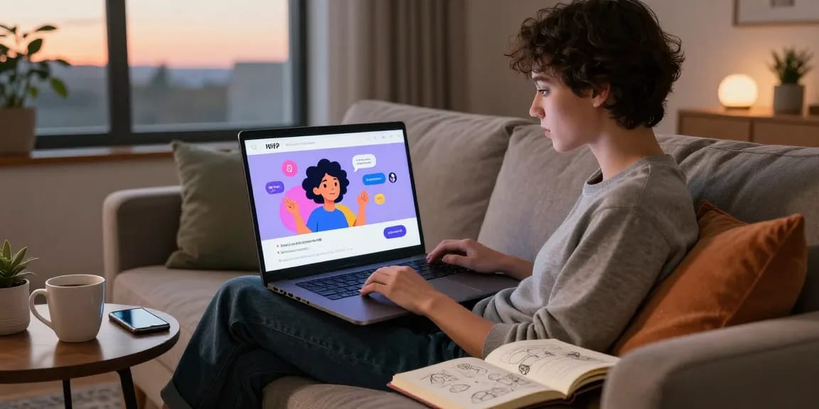 Immersive NSFW AI chat interaction in a cozy home setting, highlighting user engagement.