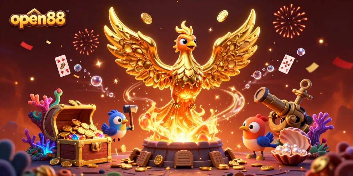 Experience vibrant gold coins and gameplay excitement with open88's dynamic casino scene.