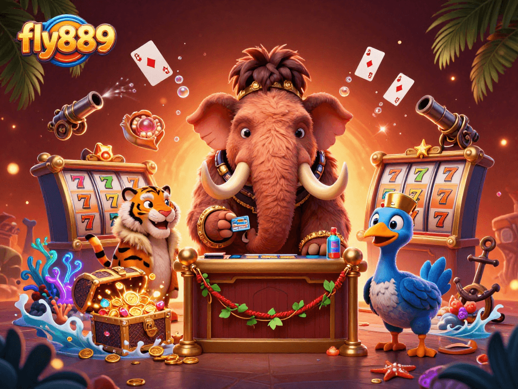 Win big at fly8889 with the vibrant casino scene featuring lavish characters and dynamic gaming elements.