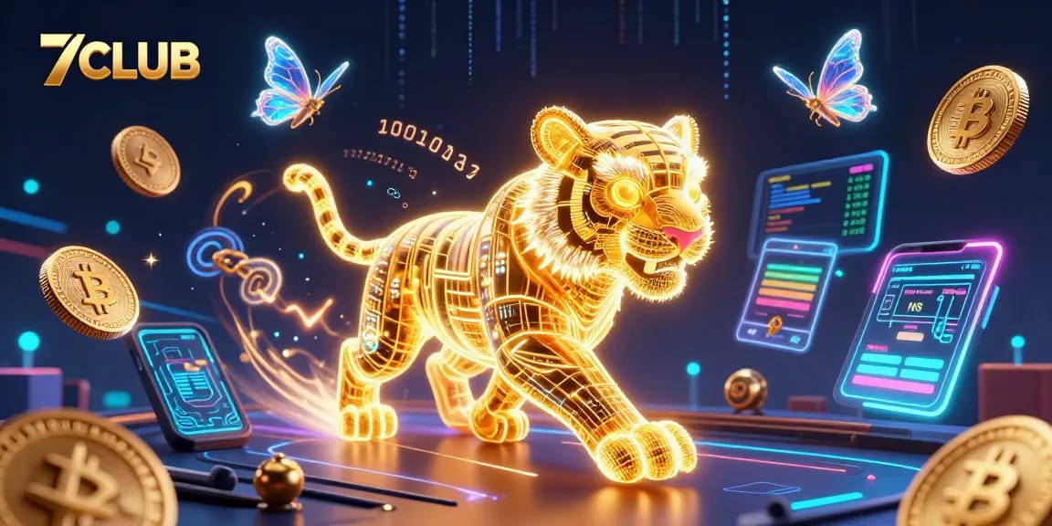 Experience thrilling wins at 7CLUB, where the golden tiger prowls a vibrant digital casino.