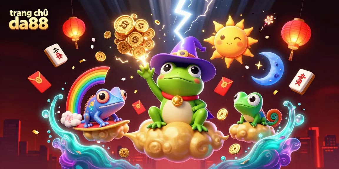 Experience the magic of trang chủ da88 with colorful casino characters generating golden coins!