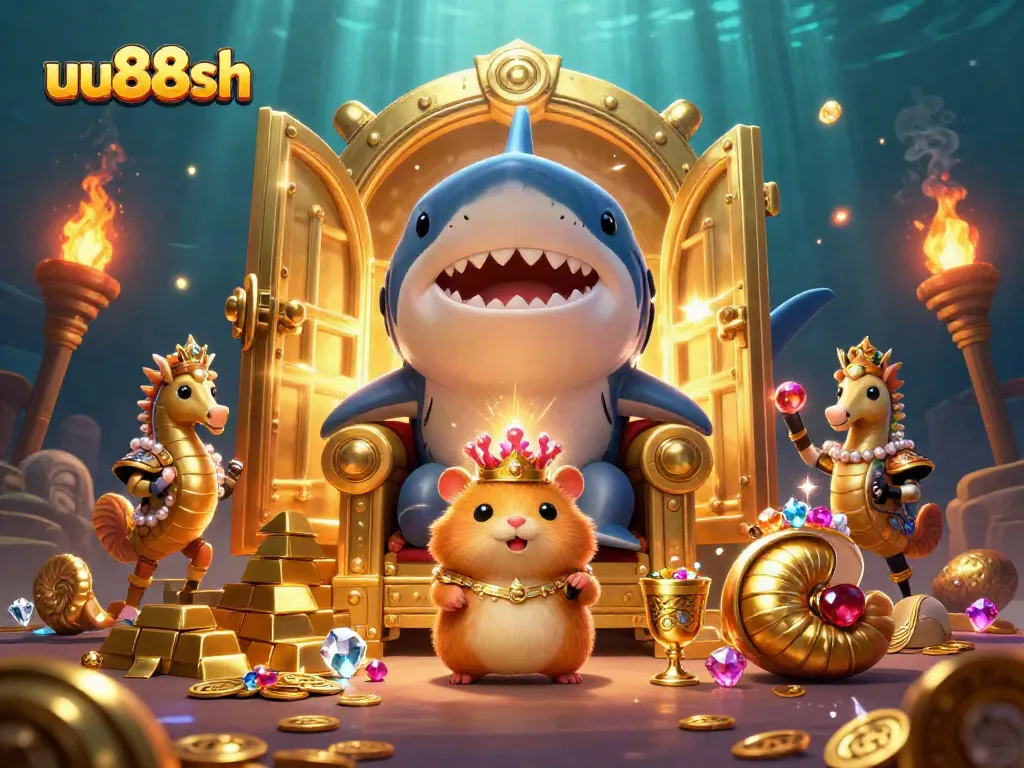 Experience the thrill of uu88sh with a vibrant underwater casino scene featuring a golden hamster king.