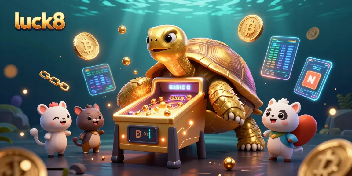Play the luck8 casino game with a vibrant scene of crypto and animals at the pinball machine.