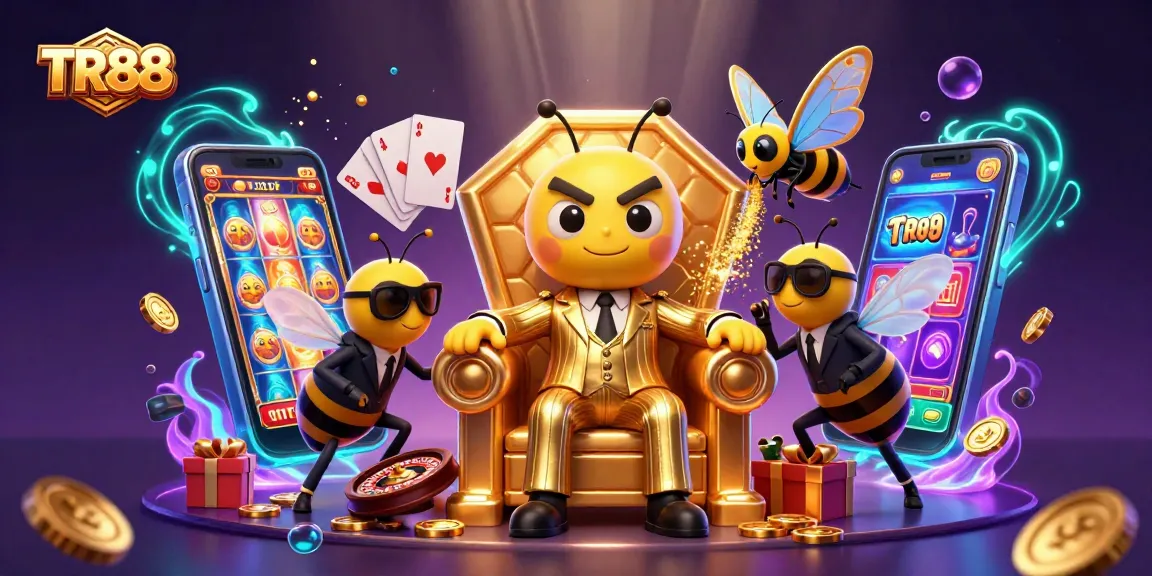 Experience thrilling gameplay at TR88 with a cartoon bumblebee mob boss and vibrant casino elements.