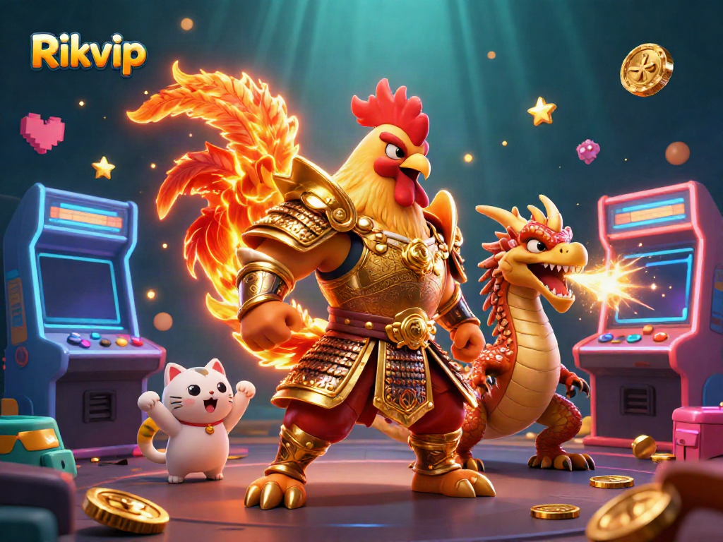 Experience thrilling victories with Rikvip's vibrant characters amidst a dynamic gold-rich gaming scene.
