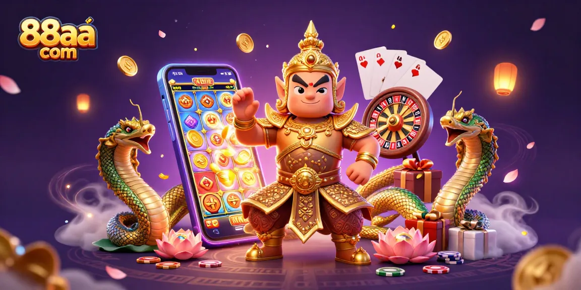 Experience thrilling gameplay action at 88aa com with vibrant slot games, golden coins, and engaging characters.