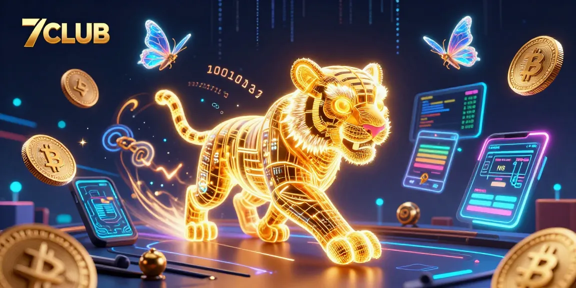 Experience thrilling wins at 7CLUB, where the golden tiger prowls a vibrant digital casino.