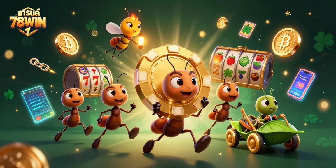Engage with the thrilling world of แบรนด์ 78WIN featuring a dynamic 3D illustration of a gaming heist.
