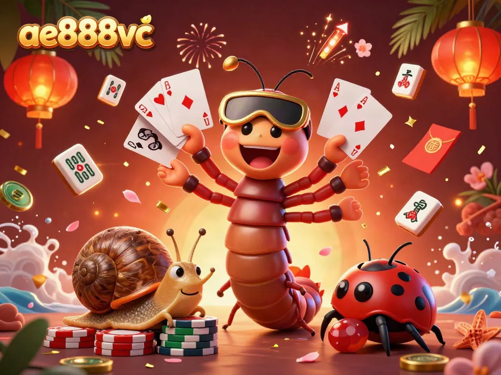 Engage in thrilling gambling at ae888vc with a dynamic scene of a colorful dealer and unique characters at play.