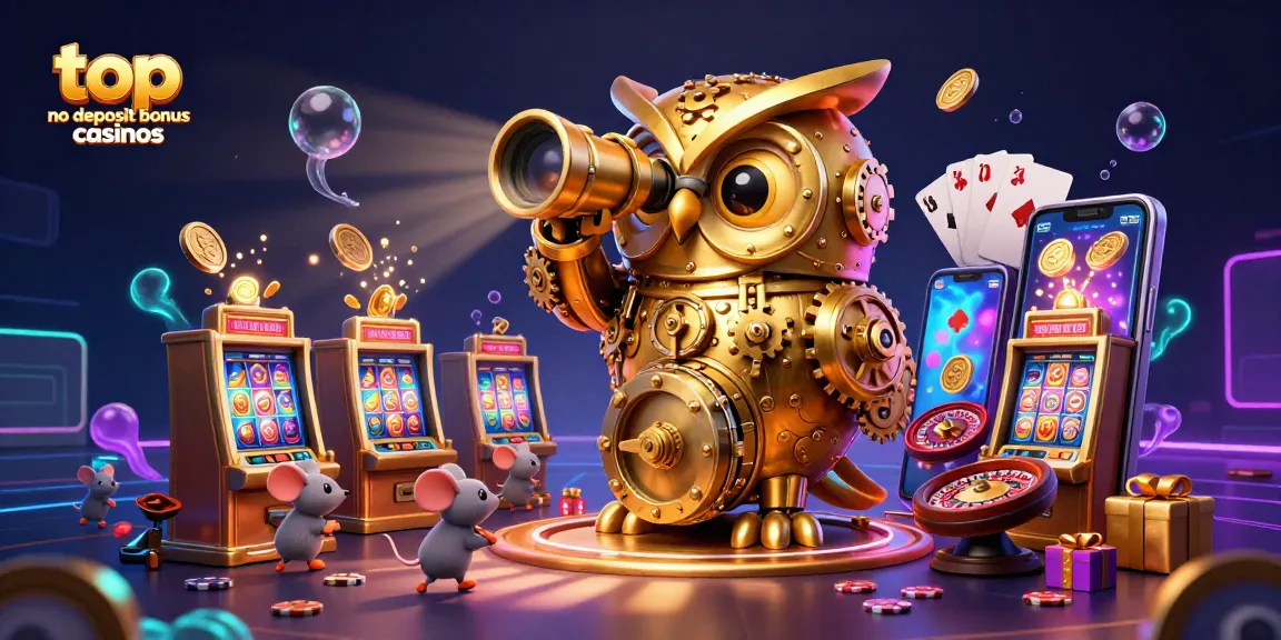 Experience the excitement of top no deposit bonus casinos with engaging 3D illustration of colorful gaming elements.