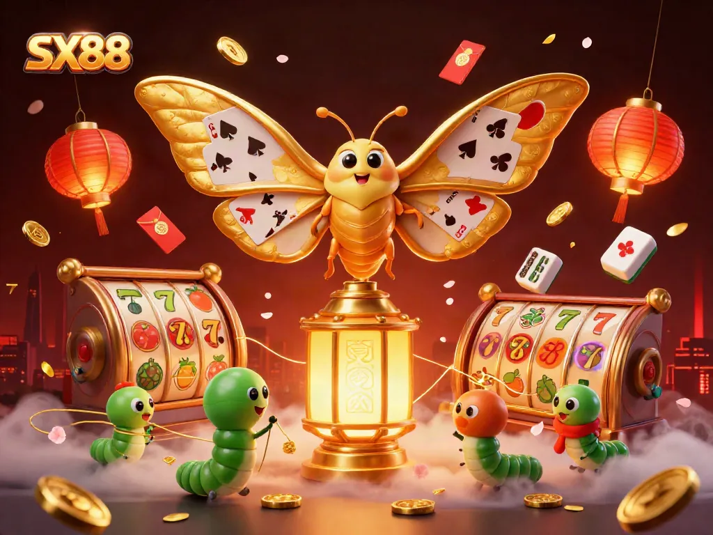 SX88 attracts gamblers with its vibrant 3D casino illustration showcasing dynamic gaming elements and enchanting characters.