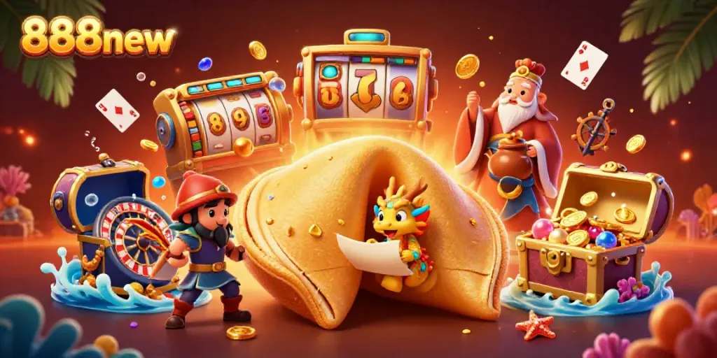 Engage with 888new's immersive gaming experience featuring vibrant characters and dynamic casino elements.
