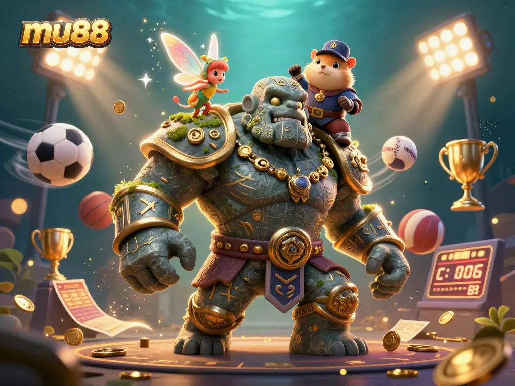 Experience mu88's thrilling gaming world with enchanting characters and vibrant sports elements.