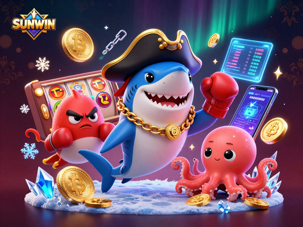 SUNWIN offers thrilling slot experiences with dynamic 3D characters in a vibrant casino scene.