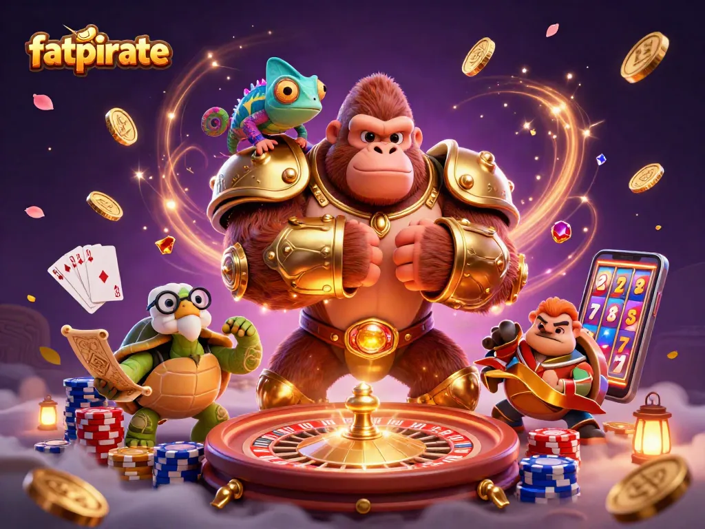 Experience the excitement of fatpirate casino with dynamic gaming action, colorful characters, and vibrant casino elements.