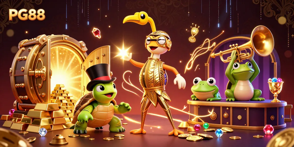 Experience thrilling games at PG88 with vibrant characters in an energetic casino scene.