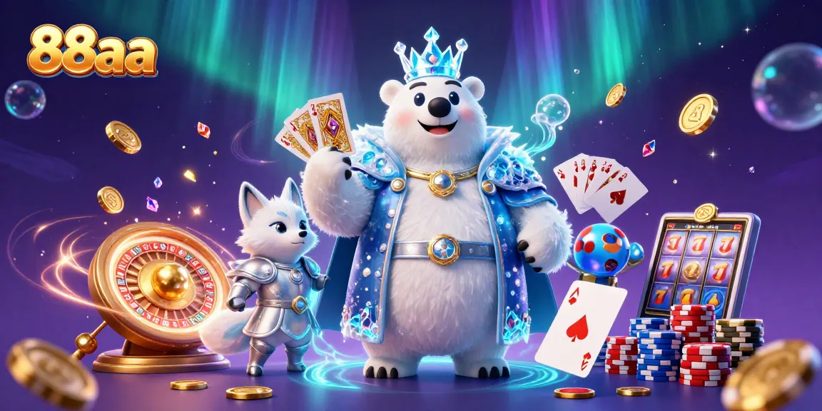 Experience thrilling casino adventures with 88aa featuring polar bear and fox amid sparkling gems and massive payouts.