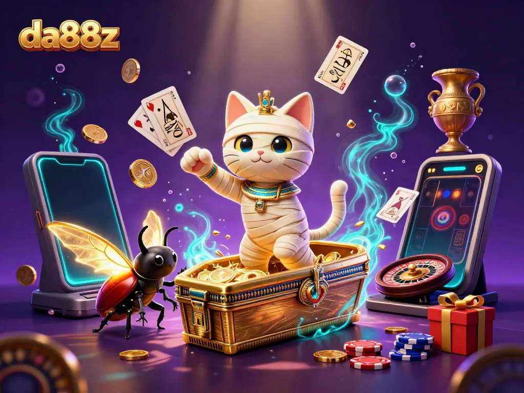 Experience the thrill of da88z with vibrant 3D casino elements and an exciting Egyptian theme.