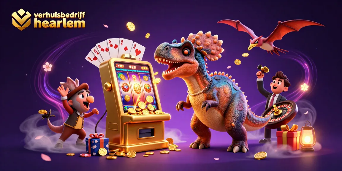 Verhuisbedrijf Haarlem laat de jackpot rollen met een computeranimatie van een dinosaurusscène vol casino-actie.
