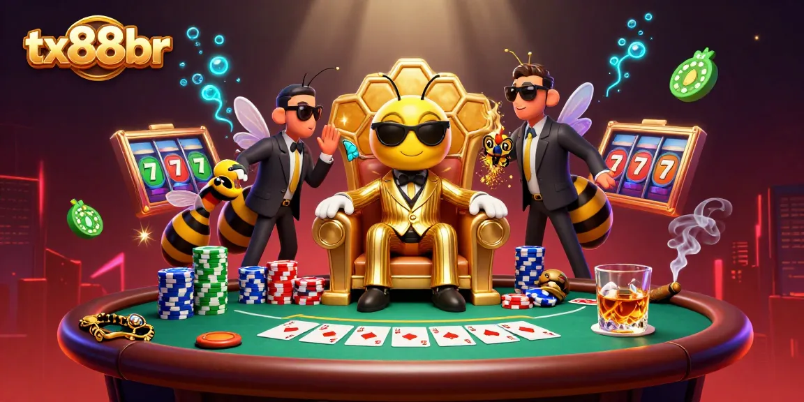 Experience the excitement of tx88br with a dynamic casino scene featuring vibrant characters and gaming elements.