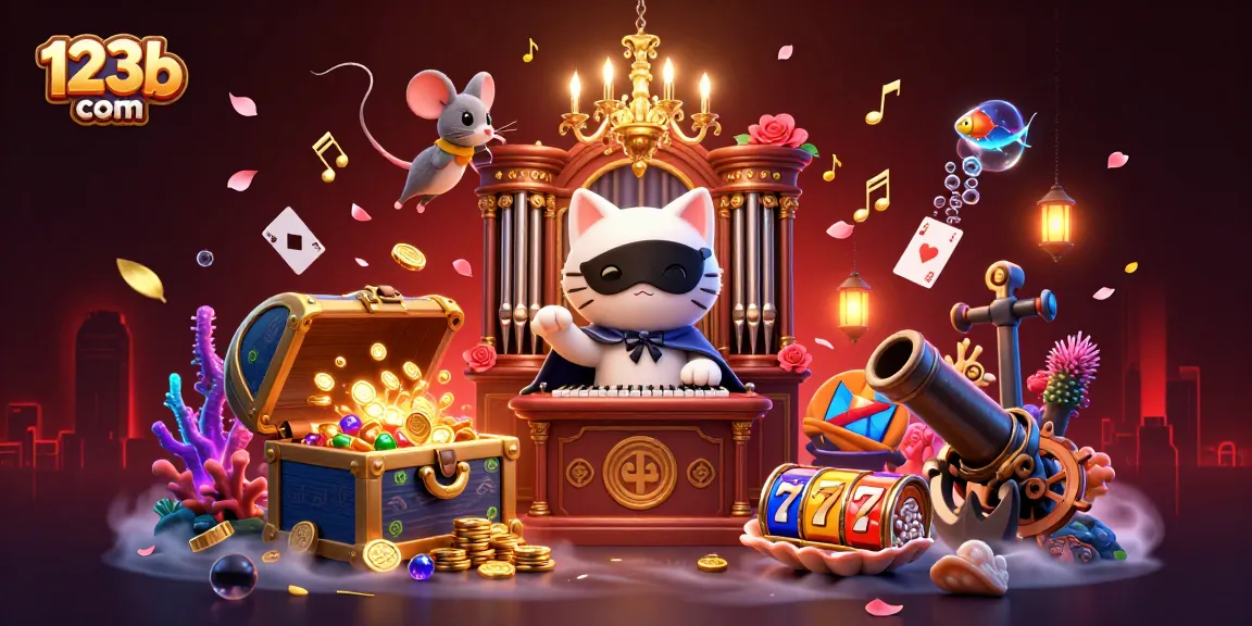 Catch exciting wins at 123b com with a vibrant 3D casino scene filled with vibrant slot games.