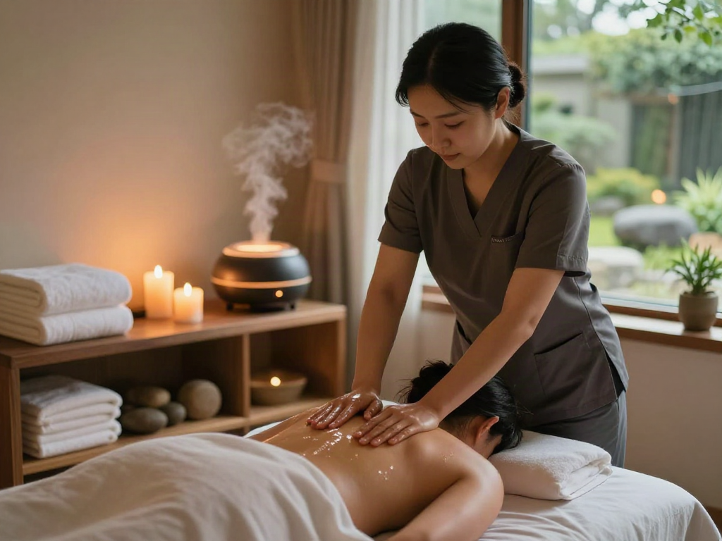 Relaxation during 김포출장마사지 with soothing oils and tranquil spa environment