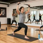 Athlete exercising with Prime Pharma Steroiden in a dynamic gym scene, showcasing intense workout and motivational atmosphere.