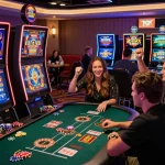 Experience the thrill of online gaming with MM88, featuring vibrant casino scenes with players enjoying games and exciting wins.