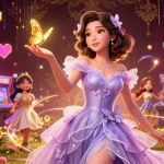 Engage with the App tà i xỉu online, featuring a stunning Asian woman in a magical setting surrounded by colorful gaming elements.