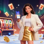 Spin slots and win big at the online casino with vibrant slot reels and golden symbols.