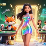 Engage with LUWAKPOKER's vibrant poker universe through this dynamic 3D illustration.