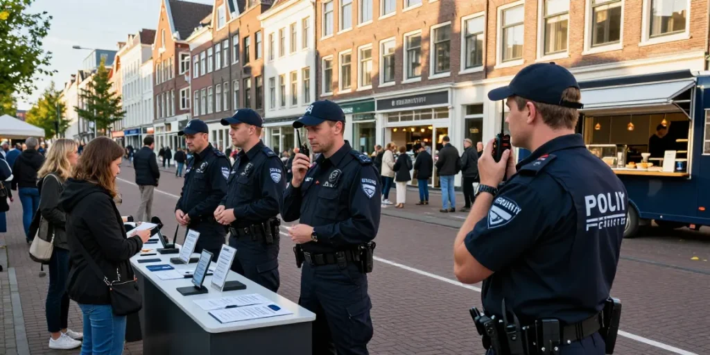 Beveiliging Den Haag professionals ensuring safety at a lively event.