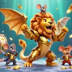 Experience Tai Go88 with vibrant slot elements and a roaring chimera amidst casino excitement.