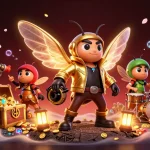 Experience M88 link excitement with a vibrant 3D scene of colorful characters, coins, and casino elements.