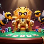rr88 showcases a vibrant 3D casino scene with iconic game elements cascading around the cartoon mob boss, enhancing gameplay experience