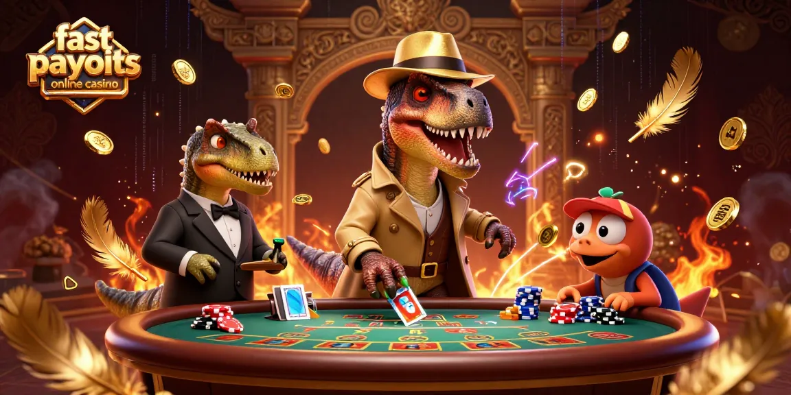 Experience the excitement at fast payouts online casino with a velociraptor card counter and a stegosaurus pit boss.