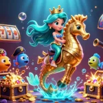 Experience thrilling gameplay at hello88 with our vibrant underwater casino scene featuring slot reels and treasures.