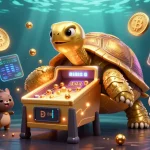 Play the luck8 casino game with a vibrant scene of crypto and animals at the pinball machine.