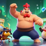 Experience thrilling casino action with uu88 as a powerful sumo wrestler rooster, fierce cricket, and tanuki announcer energize the gaming scene.