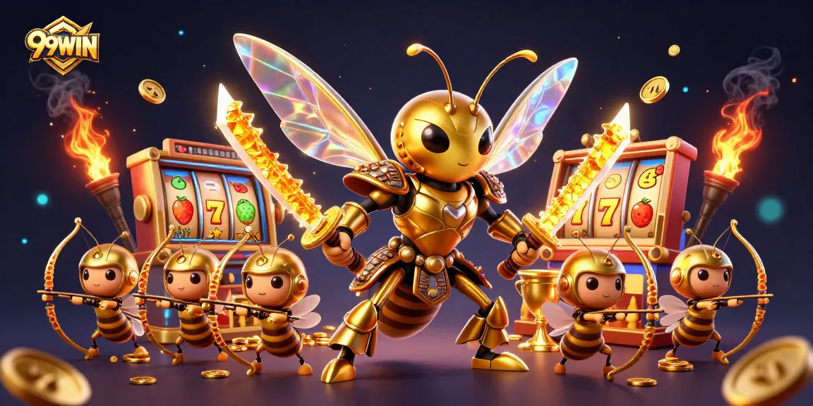 Engage thrilling slot adventures at 99WIN with captivating giant hornet samurai and treasure elements.