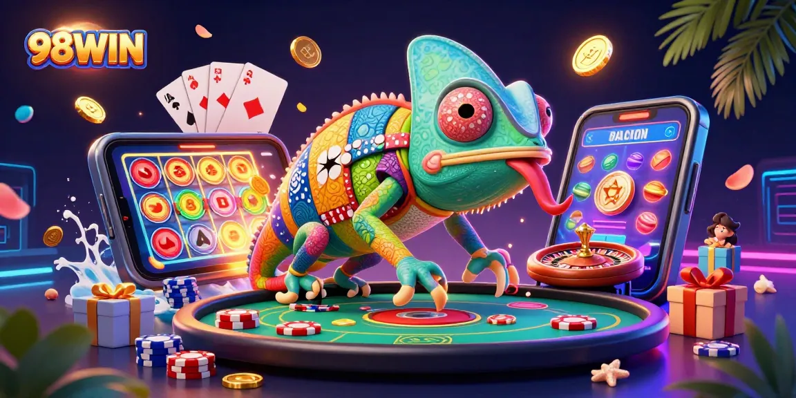 Experience thrilling gameplay at 98WIN with a vibrant casino atmosphere and dynamic winning elements.