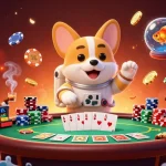 Engage with j188 through this vibrant scene of floating casino fun featuring a corgi, hamster, and goldfish.